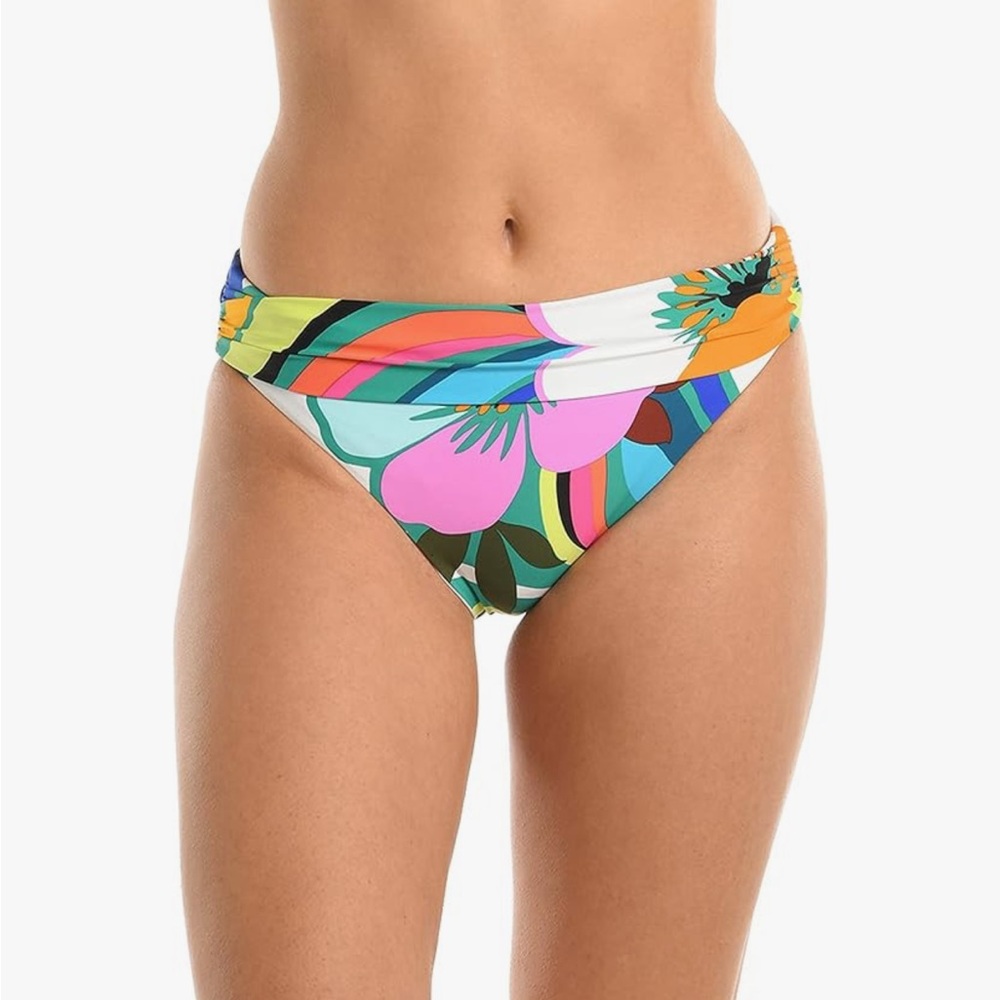 La Blanca Sun catcher fold over Bikini Tropical Swimwear bottom Size 10 NWOT